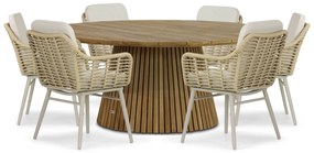 Tuinset Ronde Tuintafel 180 cm Aluminium/wicker Taupe 6 personen Coco Antoni/Fungo