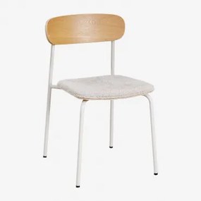 Set Van 4 Stapelbare Eetkamerstoelen Van Ijzer En Hout Wilpier Tapioca Beige & Chenille Crème Beige - Sklum