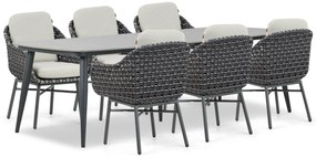 Tuinset 6 personen 240 cm Aluminium/wicker Grijs Santika Furniture Santika