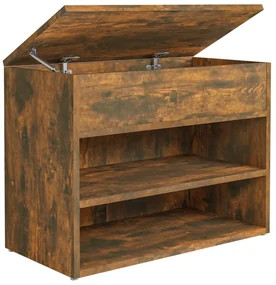 vidaXL Schoenenbank 60x30x45 cm bewerkt hout gerookt eikenkleurig