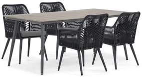 Tuinset 4 personen 180 cm Aluminium/wicker Grijs Coco Vedra/Matale