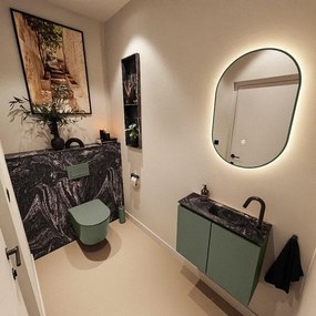 MONDIAZ TURE-DLUX 60cm toiletmeubel Army. EDEN wastafel Lava positie rechts. Met 1 kraangat. TUREDX60ARMR1LAV