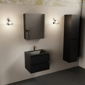 Mondiaz Aivy badmeubel 60cm urban met wastafel solid surface urban midden 1 kraangat en spiegelkast