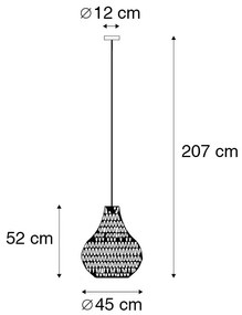 Retro hanglamp zwart 45 cm - Lina Drop Retro E27 Draadlamp rond Binnenverlichting Lamp