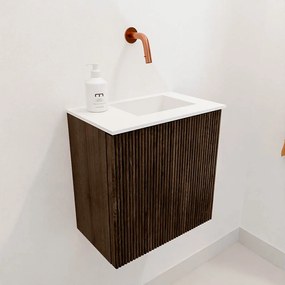 Mondiaz Joya 40cm toiletmeubel walnut met wastafel faye rechts zonder kraangat talc