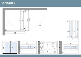 Brauer Void profielloze douchecabine 80x80cm messing geborsteld PVD