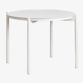 Ronde Tuintafel Ø110 Cm Van Aluminium Elton Glaciale Wit - Sklum