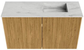 Mondiaz Joya DLux 70cm toiletmeubel oak met wastafel faye rechts zonder kraangat opalo