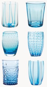 Handgemaakte waterglazen Melting, 6-delig