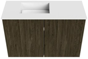 Mondiaz Joya 60cm toiletmeubel shadow met wastafel faye links 1 kraangat talc