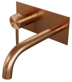 Brauer Copper Edition ColdStart wastafelkraan inbouw gebogen uitloop met achterplaat model A2 koper geborsteld PVD