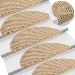 vidaXL Trapmatten zelfklevend 15 st sisal-look 65x25 cm zandkleurig