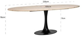Richmond Interiors Hampton Ovale Eettafel Beige Travertin - 230 X 100cm.