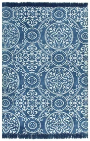 vidaXL Kelim vloerkleed met patroon 120x180 cm katoen blauw