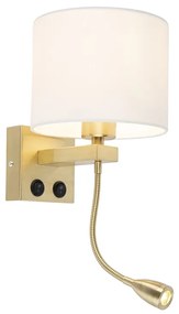 Art deco wandlamp goud met witte kap - Brescia