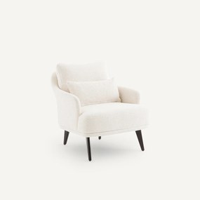 Fauteuil in getint notenhout en getextureerde stof, Classico