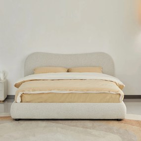 Bedframe Creme Stof Met Organisch Hoofdbord 180x200 Cm