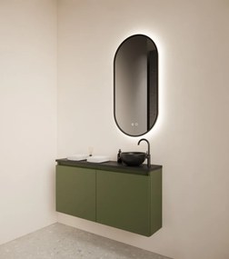 Gliss Design Echo toiletmeubel 100cm olijfgroen met toppaneel zwart mat