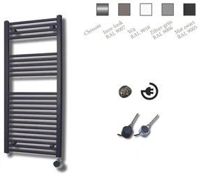 Sanicare Elektrische Design Radiator - 111.8 x 60 cm - 730 Watt - thermostaat zwart linksonder - mat zwart HRLEZ 601118/A