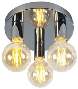 Moderne plafondlamp chroom rond - Facil 3 Design, Modern E27 Binnenverlichting Lamp