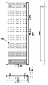 Bruckner Albrecht handdoekradiator 50x125cm 500W wit