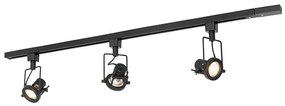 Modern railsysteem met 3 spots zwart 1-fase  - Iconic Suplux