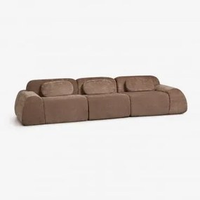 3-delige Modulaire Bank In Vacuüm Verpakte Chenille Merida Chenille Karamelbruin - Sklum