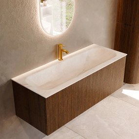 Mondiaz Kurve-dlux 120cm badmeubel dusk met 1 lade en wastafel big large midden 1 kraangat ostra