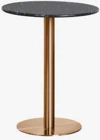 Ronde Bartafel Van Natuurlijk Steen Xiren Ø60 Cm & Big Flower Groen Marmer - Geborsteld Roségoud - Sklum