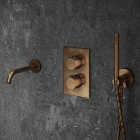 Saniclear Antique Curved inbouw thermostaat met inbouwdeel verouderd messing