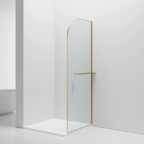 Sanigoods Arcana inloopdouche met handdoekhouder geborsteld goud 100x200cm