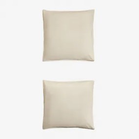 Set Van 2 Kussenslopen Van Sorana-linnen Van 160 G/m² Beige - Semoline & 60 X 60 Cm - Sklum