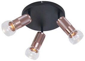 Ronde plafondSpot / Opbouwspot / Plafondspot donker brons rond 3-lichts draai- en kantelbaar - Veerle Modern GU10 Binnenverlichting Lamp