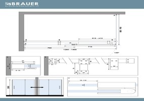 Brauer Stellar douchecabine met draaideur 140x90cm koper geborsteld PVD