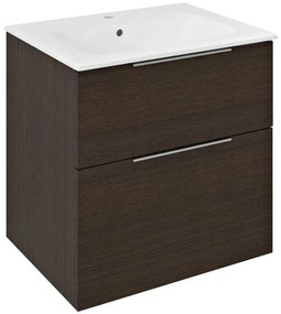 Sapho Cirasa badmeubel 60cm donkerbruin eiken met witte wastafel
