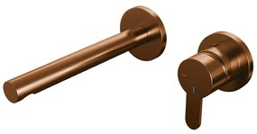 Brauer Copper Edition ColdStart wastafelkraan inbouw rechte uitloop en rozetten model D1 koper geborsteld PVD