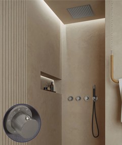 Saniclear Plus Curved Pro inbouw regendouche met inbouw douchekop 30x30cm en staafhanddouche RVS