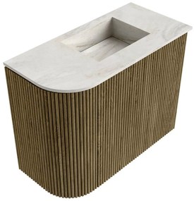 Mondiaz Joya DLux 50cm toiletmeubel ronding links dusk met wastafel faye rechts zonder kraangat ostra
