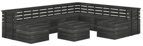 vidaXL 11-delige Loungeset pallet massief grenenhout donkergrijs