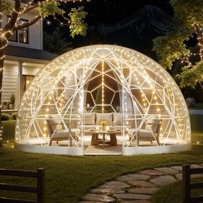 VEVOR Garden Dome Tent, 3,6 x 2,2 m Transparante Bubbeltent voor 4-7 Personen, Geodetische Koepelkas met Raam, PVC Tent voor Achtertuin, Terras, Camping, Feest, Bruiloft