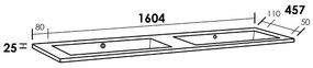 Sanituba Bologna wastafel mineraalmarmer zonder kraangaten 160cm