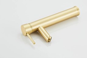 Saniclear Brass verhoogde wastafelkraan geborsteld messing mat goud