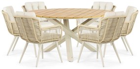 Tuinset 6 personen 150 cm Aluminium/wicker Taupe Coco Custa/Ancona