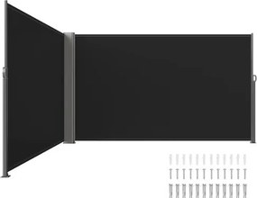 VEVOR Patio Windscherm 180 x 600 cm Zwart Rolgordijn Zijluifel Uitschuifbaar voor Privé of Commercieel Gebruik