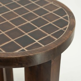 Bijzettafel Hout Met Tegeltjes - 40 X 40cm.