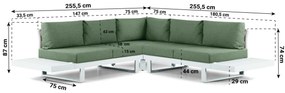 Hoek loungeset 5 personen Aluminium Wit  Lifestyle Garden Furniture Lorenzo