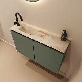 Mondiaz Ture DLux toiletmeubel 80cm army met wastafel frappe links met kraangat