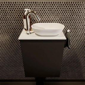 Mondiaz Fowy toiletmeubel 40cm urban met witte waskom rechts en kraangat