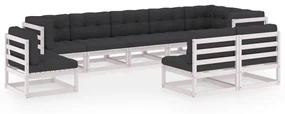 vidaXL 9-delige Loungeset met kussens massief grenenhout