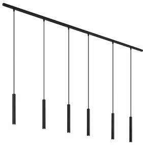 Modern railsysteem met 6 hanglampen zwart 1-fase - Slimline Keno G9 Binnenverlichting Lamp